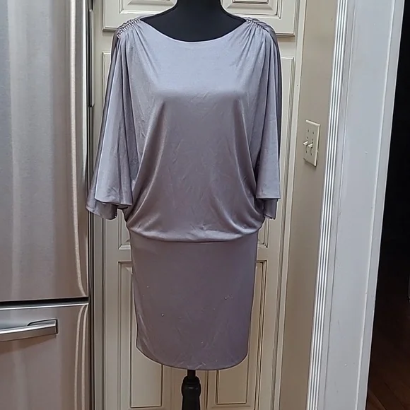 betsy and adam silver dress Betsy & Adam Women's Silver/Gold Galaxy Glitter Ruffled Gown Dress Size 10